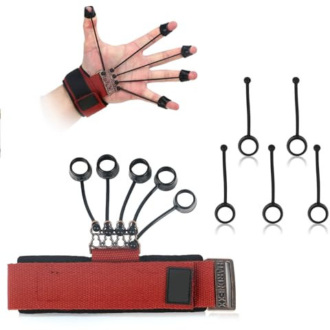 kyaoayo Finger Extensor Exerciser Handgriffverstärker, mit Resistance Band Stretcher Strengther, mit Widerstandsband, Finger Hand Extensor Exerciser, Verstärktem für Männer Frauen (60 Pfund rot)