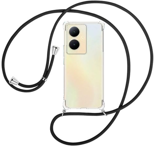 mtb more energy® Handykette kompatibel mit vivo Y78 5G, vivo V29 5G Lite 5G - schwarz - Smartphone Hülle zum Umhängen - Anti Shock Full TPU Case