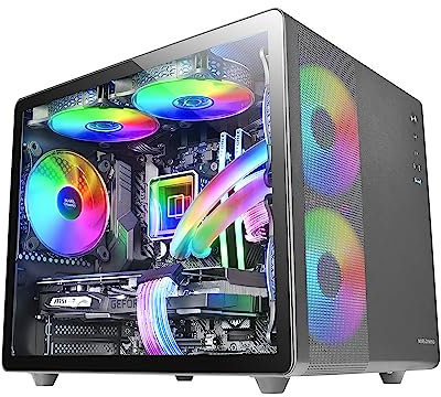 Mars Gaming MC-400, Case Gaming Compatto Micro-ATX, Finestra Laterale Totale Vetro Temperato, 3x Ventole FRGB 120mm, Pannello Laterale Completo Mesh, Nero