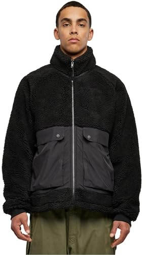 Urban Classics Herren Jacke Short Raglan Sherpa Jacket black/black 4XL