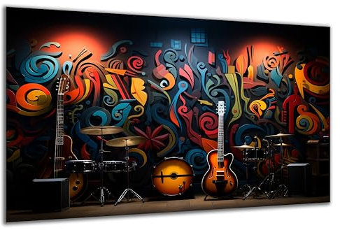 DARO Design - Wand-Bild auf 6mm HDF 40x30 cm Graffiti Musik-Instrumente - Wand-Deko Bilder Geschenk