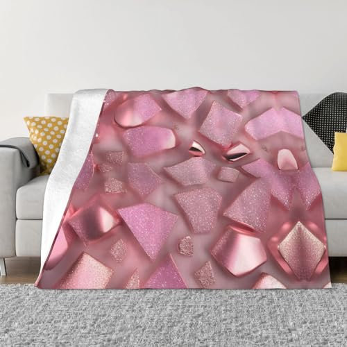 YQxwJL Flannel Fleece Blanket, Rose Gold Imitation Glitter Print, Soft and Warm Blanket for Sofa, Bed, Outdoors