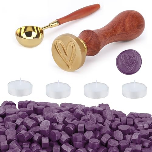 Siegelwachs-Set, 300 Stück Siegelwachs für Umschläge/Einladungen/Karten/Geschenke/Vintage-Wachsstempel (Lila, Liebe)