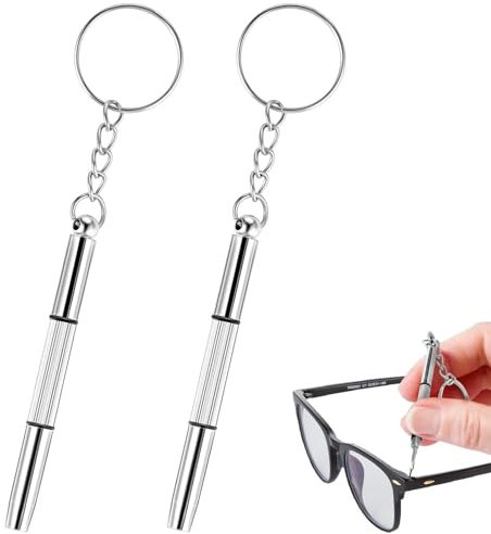 2 Stück Mini Brillen Schraubendreher, 4 in 1 Brillen Reparatur Schraubendreher Set, Precision Edelstahl Kleines Schraubendreher für Sonnenbrillen, Schmuck und Uhren Reparatur
