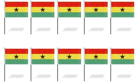 Sonia Originelli 10er Set Tischfahnen Handflaggen Mini Fähnchen Fussball Fan Anfeuern Farbe Ghana