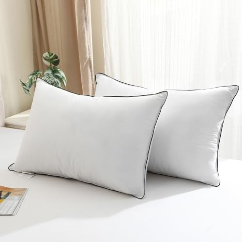 BPC Goose Feather Down King Size Pillows Set of 2, Medium Firm Bed Pillows