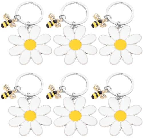 MEZHEN Gänseblümchen Schlüsselanhänger Blume Schlüsselbund Mitgebsel Damen Schlüsselanhänger Biene Dekoration Anhänger Schlüsselring Dekoration Schlüssel Geldbörse Tasche Zubehör Party Geschenke