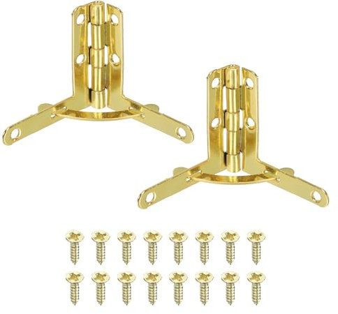 PATIKIL Bisagra de Soporte Plegable de 90 Grados 1.2 x 2.3, 2 Paquetes de Bisagras para Caja de Muebles con Tornillos para Joyas, Vino, Cajón de Caja de Madera, Dorado