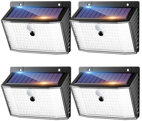 nipify Solarlampen für Außen, 4 Stück Solar Aussenleuchte mit Bewegungsmelder, 168 LED 3 Modi Solarleuchte Aussen ip65 Wasserdichte, Solarstrahler Aussenlampe für Wand Garten Treppe Outdoor