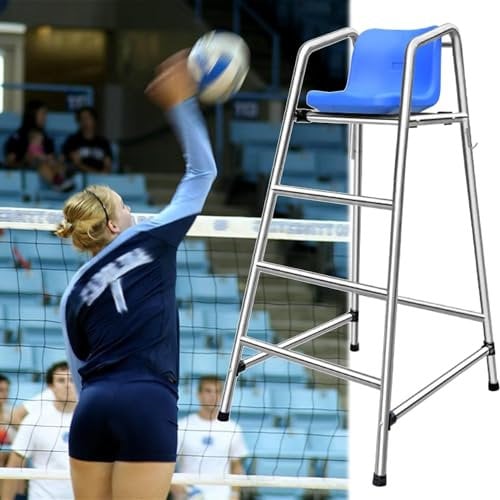 SAFWELAU High Stool Pool Ladders 120 150 180 cm High Tennis Volleyball Referee Chair Stand for Pools Patio Lake Beach, 304 Stainless Steel Lifeguard Chair w/Comfortable Seat(150cm/59in/4.9ft high)