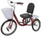 20 Dreirad für Erwachsene, Stabiles Dreieck-Design, mit Einkaufskorb, Rückenlehne, Dreiräder, Tricycle, Cityräder (Rot)