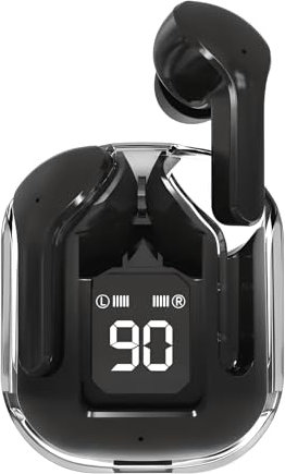 Cascos inalámbricos bluetooth, cuatro micrófonos con cancelación de ruido ENC, sonido HiFi, Auriculares inalambricos deportivos In-Ear, Pantalla LED muestra la batería, duración de carga 20H (Negro)