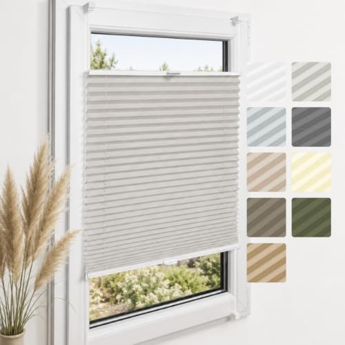 Home-Vision Premium Plissee ohne Bohren Klemmfix Grau B75 x H130cm | Faltrollo Easyfix Klemmträger Verdunklung Blickdicht Sonnenschutz Jalousie für Fenster & Tür