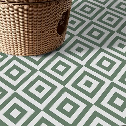 Alwayspon 12Pcs 30cmx30cm Dark Green Waterproof Vinyl Flooring Self Adhesive Floor Tiles Sticker Peel and Stick Vinyl Flooring Planks for Kitchen Living Room and Bathroom Floor, PTF90