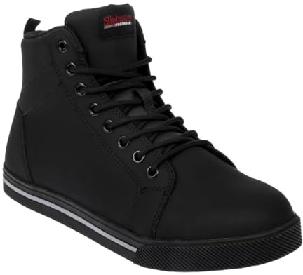 Slipbuster Microfibre Safety Hi Top Boots Matte Black - SAFETY Jogger Boot, Comfortable Antibacterial Work Shoe Utility Footwear BA061-39