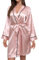 Vestaglia da donna in raso | vestaglia leggera da donna in tinta unita abbigliamento da notte con tasche e cintura comoda loungewear tuta da notte in raso, rosa, 80