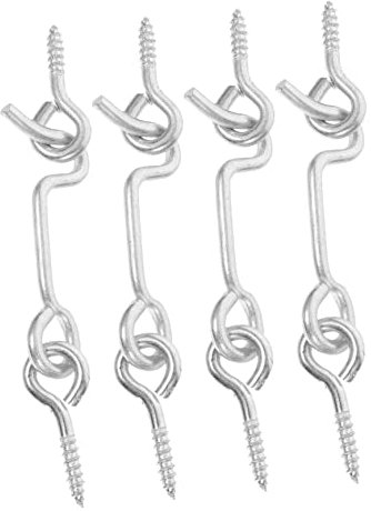 HOMSFOU 4 Sets Window Door Hook Wind Hook Cabin Hook Garage Door Gate Lock Door Chain Lock Locks for Doors Eye Gate Door Eye Door Swivel Door Latch Door Hook Lock Carbon Steel Silver