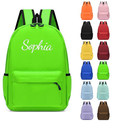 Personalisierte Rucksack Kinder, Rucksack Kleinkind mit Gestickt Name, Kinderrucksack für Mädchen Junge, Kinderrucksäcke Schulranzen Tasche für Kita Kindergarten Grundschule Vorschule (Grün)