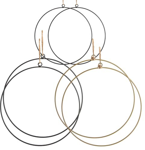 Logbuch-Verlag 6 Metallringe zum Basteln 20-28 cm Gold schwarz Loop Bastelringe zum Dekorieren