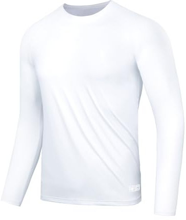 AMZSPORT Herren UV Shirt Rashguard UPF 50 Langarmshirt Sonnenschutz Atmungsaktiv Schnelltrocknend Schutz Shirt für Angeln, Surfen, Wandern, Radfahren Weiß L
