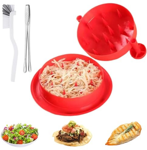Chicken Shredder Tool Twister, Chicken Shredder, Large Chicken Breast Shredder with Tongs, Brush, Heat Resistant Meat Shredder with Ergonomic Handle Suitable for Pork Beef Chicken