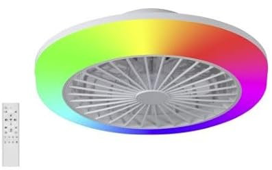 azorex Ventilador de Techo LED Moderno, Motor DC 20W, Luz Regulable RGB 42W, 6 Velocidades, Control Remoto y Temporizador, Diseño Silencioso de 7 Aspas