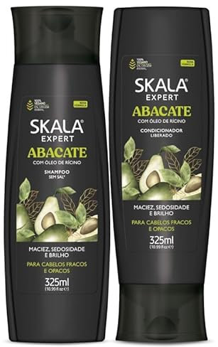 Skala Duo Avocado-Shampoo und Spülung 325 ml – 100% vegan – Diese Linie ist mit Vitamin A und D-Panthenol angereichert. Stärkt die Haarfaser und unterstützt das Haarwachstum – Geeignet für brüchiges