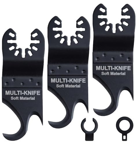 SPEEDWOX 3 Pcs Multi Tool Saw Blades Oscillating Multi Tool Hook Knife Blade Oscillating Multitool Saw Blades Oscillating Hook Blades for Cutting Roofing Asphalt Shingles PVC Carpet Cardboard