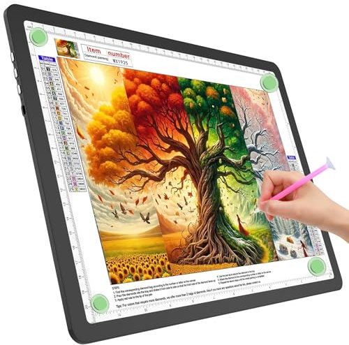 TOHETO A4 Leuchttisch für Diamantmalerei, Ultraheller Leuchtkasten mit Seitliche Tasten, LED Licht Pad zum Nachzeichnen, Lichtplatte Lichttafel zum Skizzieren, Zeichnen, Tattoo, Designen (Schwarz)