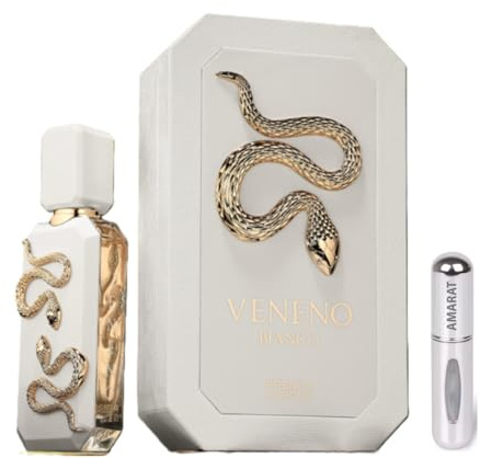Profumo Veneno Bianco Eau de Parfum 100 ml, Profumo Arabo Unisex a Lunga Durata - Include Atomizzatore Ricaricabile 5 ML, Fragranza Floreale e Cremosa con Note di Neroli, Cocco e Vaniglia (Veleno