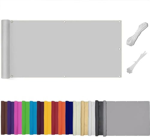 QSZTJJ Brise Vue Balcon Cache Vue Exterieur Jardin,Cache Balcon,Protection UV,Coupe-Vent Et Imperméable pour Terrasse Jardin Balcon Patio,avec Attaches De Câble (0.7x15m,Gris Clair)