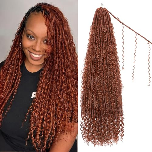 FALEMEI Boho Locs Crochet Hair 24 Inch Goddess Braids Crochet Hair for Black Women 8 Packs Boho Faux Locs With Curly Ends Pre Looped Bohemian (350#, 24 Inch (Pack of 8))