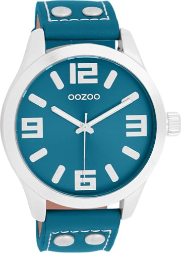 Oozoo Armbanduhr Basic Line mit Lederband 47 MM Petrol/Petrol C11551