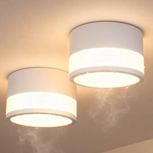 ZIZZLER IP44 Wasserdichte Deckenleuchte Aufputz Weiß für Bad Küchen, 2er LED Aufbauspots Warmweiß 3000K für Wohnzimmer Flur, 12W 1100LM Aufbaustrahler Deckenspot 230V Feuchtraum, Rund Ø100mm*63mm
