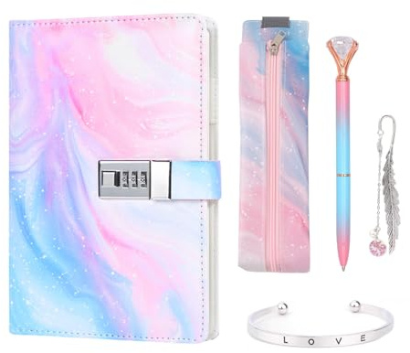 UCFBWO Journal intime avec cadenas - Cadeau de Noël pour fille de 8, 9, 10, 11, 12, 13 ans, pour les filles et les adolescentes de 6 à 15 ans - Carnet/Journal intime avec code