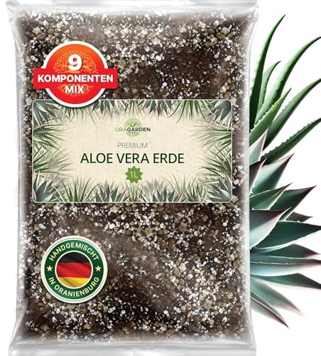 ORAGARDEN Aloe Vera Erde für Zimmerpflanzen und Garten - 1L Aloe Vera Substrat für Pflanzen, Palmen, Blumen Grünpflanzen - 9 Komponenten Grünpflanzenerde