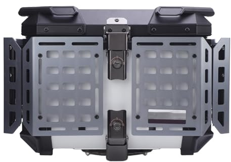 Tbest Heckkoffer aus Aluminium, 45 L, Multifunktional, mit Diebstahlsicherung, Wasserdicht, Universeller Schnellverschluss (Weißer Tee)