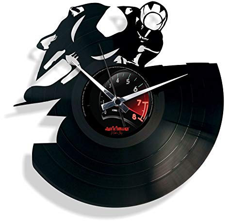 DISCOCLOCK - Orologio in vinile SILENZIOSO e PERSONALIZZABILE - FULL THROTTLE - IDEA REGALO PER FAN DELLA MOTO GP, SUPERBIKE