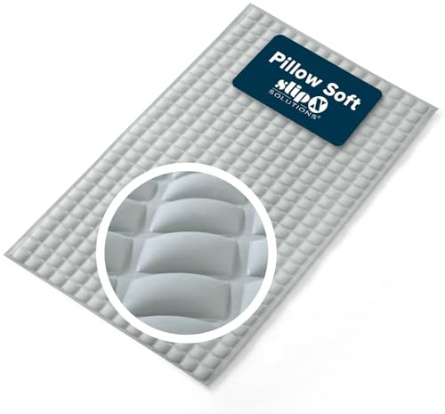 SlipX Solutions Pillow Top Cushioned Bath Mat, Non Slip Comfort Underfoot, 700 Air-Filled Pillows, Soft Shower Mat, Strong Suction Cups, Gray, 27 x 15.5