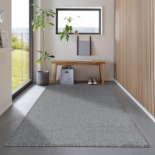 Carpetsale24 Teppich 160x230 cm Grau, Kurzflor, Einfarbig, Modern, Rechteckig, Pflegeleicht, Rutschhemmend, Bodenteppich für Wohnzimmer, Schlafzimmer, Essbereich