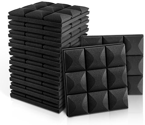 Fstop Labs Mousse Acoustique 12 Paquet, 5x 30x30 cm, Panneau Acoustique, Traitement Acoustique Utilisé à la Maison et au Bureau