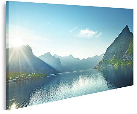 islandburner Bild auf Leinwand Sonnenuntergang Lofoten Inseln Norwegen Europa Bilder Wandbilder Poster