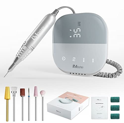 JCMASTER Ponceuse pour Ongles Professionnelle, 35000 tr/min, Affichage LED, Contrôle Tactile, sans Vibration Lime à Ongles Électrique avec 6 Embouts Nail Drill pour Retirer le Vernis/Gel/Cuticules