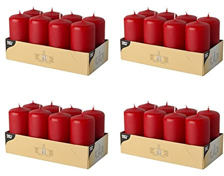 PAPSTAR Kerzen, Paraffin, Rot, 50 mm · 100 mm (Rot - 32 Kerzen)