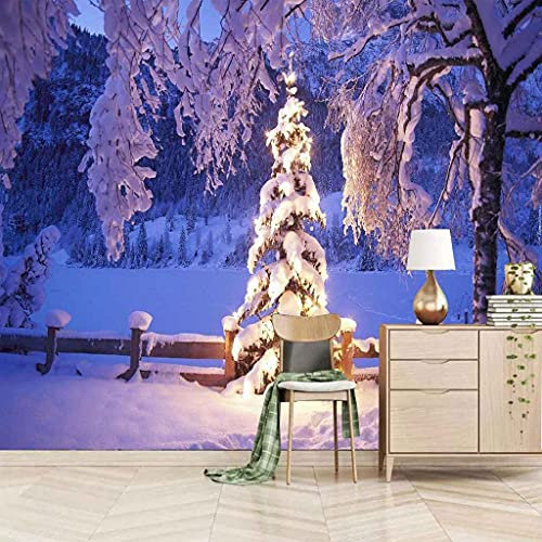 FVGKYS Wandgemälde Benutzerdefinierte Wandbild Tapete 3D Weiß Verschneite Bäume Wandtattoo Kinderzimmer Wohnzimmer Schlafzimmer Fotowand Papier Selbstklebend Tapeten Wanddekoration 300x210cm