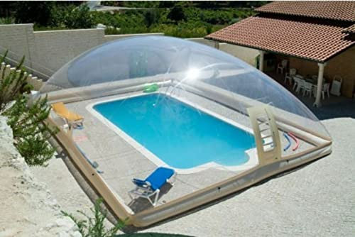 Inflatable TPU Hot Tub Swimming Pool Solar Dome Cover Tent W/Blower & Pump (Size: 15x8x3m)
