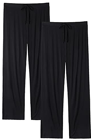 Vislivin Casual Womens Pants Soft Lounge Pants Sleep Pajama Bottoms with Pocket Black/Black-1 S