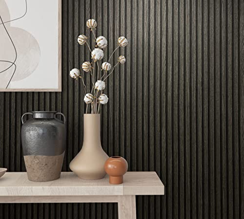 marburg Papel Pintado Madera Negro Oscuro Antracita Efecto Tablas de Madera 3D Estilo Moderno para Dormitorio o Salón 10,05 x 0,53 m