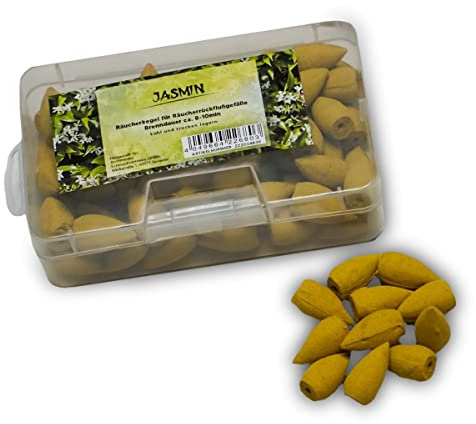 IMAGO 70 Stück Räucherkegel in verschiedenen Duftvarianten zum Auswählen, natürliche Rauchkegel, für Backflow, Rückfluss Räuchergefäß, Brunnen (Jasmin)