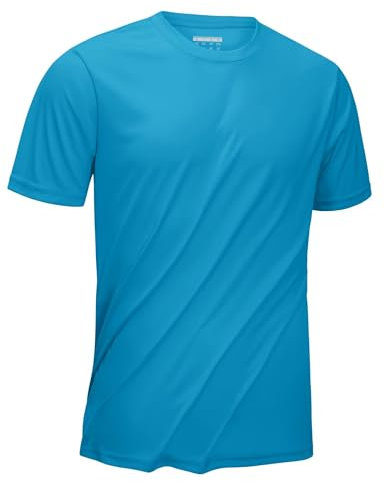 KEFITEVD UV Shirt Herren Kurzarm Sport Outdoor Kleidung T-Shirt Laufshirt Strand Segeln Weich Trainingsshirt Blau-Grün 3XL